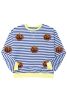 Blue Stripe Funny Halloween Pumpkin Face Oversize Graphic Sweatshirt