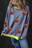 Green Stripe Funny Halloween Pumpkin Pattern Oversize Sweatshirt