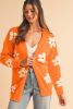Orange 60s Vintage Flower Drop Shoulder Cardigan