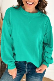 Mint Green Exposed Seam Patchwork Pullover Sweatshirt (size: (US 16-18)XL)