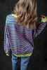 Green Stripe Funny Halloween Pumpkin Pattern Oversize Sweatshirt