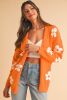 Orange 60s Vintage Flower Drop Shoulder Cardigan