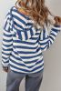 Blue Stripe Kangaroo Pocket Hooded Sweater