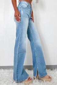 Myosotis Ripped High Rise Slit Jeans (size: 8)