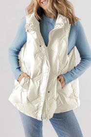 White Quilted High Neck Zip Up Jacket Vest (size: (US 4-6)S)
