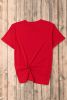Red Solid Color Basic Crew Neck Plain Tee