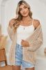 Apricot Hollow Out Crochet Knit Drop Shoulder Open Front Cardigan
