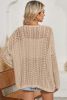 Apricot Hollow Out Crochet Knit Drop Shoulder Open Front Cardigan