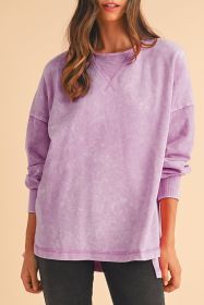 Orchid Petal Mineral Wash Drop Shoulder Oversized Sweatshirt (size: (US 16-18)XL)