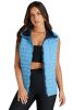 Sky Blue Plush Collared Quilted Zipped Puffer Vest