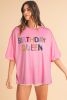 Pink Sequin BIRTHDAY QUEEN Pattern Round Neck T Shirt