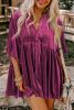 Pitaya Lantern Sleeve Tunic Babydoll Velvet Shirt