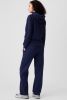 Navy Blue Plain Fleece Lined Zip Up Drawstring Hoodie