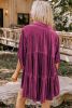 Pitaya Lantern Sleeve Tunic Babydoll Velvet Shirt