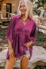 Pitaya Lantern Sleeve Tunic Babydoll Velvet Shirt