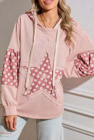 Delicacy Floral Patchwork Star Pattern Drawstring Hoodie (size: (US 16-18)XL)
