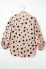 Khaki Leopard V Neck Bracelet Sleeve Blouse