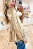 Gold Metallic Velvet Frill V Neck Puff Sleeve Babydoll Blouse