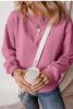 Meadow Mauve Solid Color Drop Shoulder Terry Sweatshirt