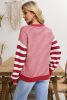 Red Stripe Twisted Knitted Drop Shoulder Sweater
