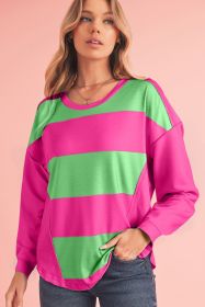 Light Green Colorblock Drop Sleeve Round Neck Top (size: (US 16-18)XL)