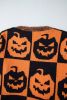 Orange Plaid Print Pumpkin Loose Halloween Sweater
