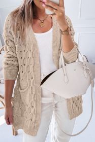 Jet Stream Eyelet Cable Knit Side Pockets Baggy Cardigan (size: (US 16-18)XL)