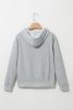 Light Grey Plain Fleece Lined Drawstring Hoodie with Pocket