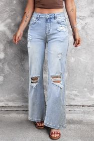 Beau Blue Vintage Light Wash Distressed Flare Jeans (size: 8)