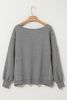 Gray Knit Bishop Sleeve Split Oversized Sweatshirt