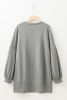 Medium Grey Sequin Happy Halloween Graphic Notched Neck Loose Top