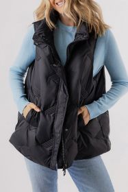 Black Quilted High Neck Zip Up Jacket Vest (size: (US 8-10)M)