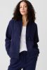 Navy Blue Plain Fleece Lined Zip Up Drawstring Hoodie