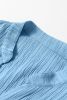 Dusk Blue V Neck Crinkle Dolman Blouse