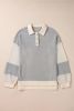 Khaki Waffle Colorblock Collared Henley Top