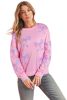 Pink Sequined Bow Graphic Round Neck Drop Sleeve Sweatshirt