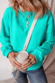 Aruba Blue Solid Color Drop Shoulder Terry Sweatshirt (size: (US 4-6)S)