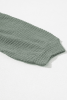 Green Waffle Knit Color Block Drop Sleeve Loose Top