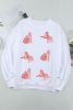 Beige Sequin Cheetah Graphic O Neck Drop Shoulder Sweatshirt