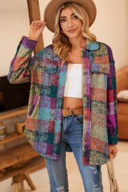 Multicolor Brushed Plaid Pocketed Oversize Shacket (size: (US 16-18)XL)
