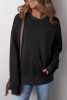 Black Kangaroo Pocket Loose Fit Drop Shoulder Sweatshirt