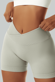 Gray High Waist Yoga Fitness Shorts (size: (US 16-18)XL)