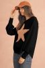 Black Studded Star Graphic Oversized Top
