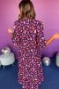 Blue Abstract Print Collared Tiered Flowy Maxi Dress