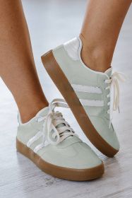 Beau Blue Striped Lace Up Flat Sneakers (size: (US 8)39)