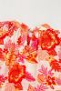 Orange Boho Floral Lantern Sleeve Blouse