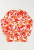 Orange Boho Floral Lantern Sleeve Blouse