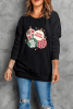 Black MERRY CHRISTMAS Graphic Round Neck Sweatshirt