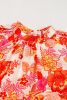 Orange Boho Floral Lantern Sleeve Blouse