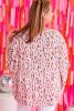 Pink Elegant Polka Dots 3/4 Dolman Sleeve Plus Size Blouse